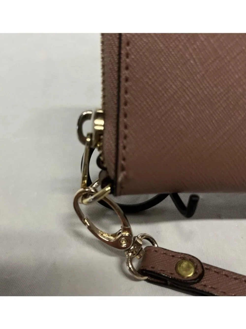 Michael Kors Pink Saffiano Leather Jet Set Wallet with Strap Wristlet